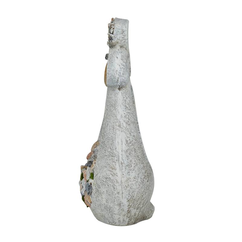 Gray Fiberglass Indoor Outdoor Planter with Stone Mosaic Design