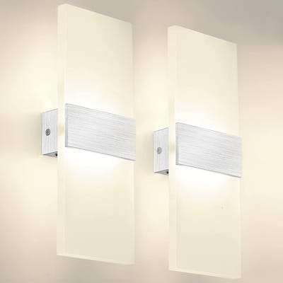 2-Light Brush Aluminium Wallchiere Sconce Light Set of 2