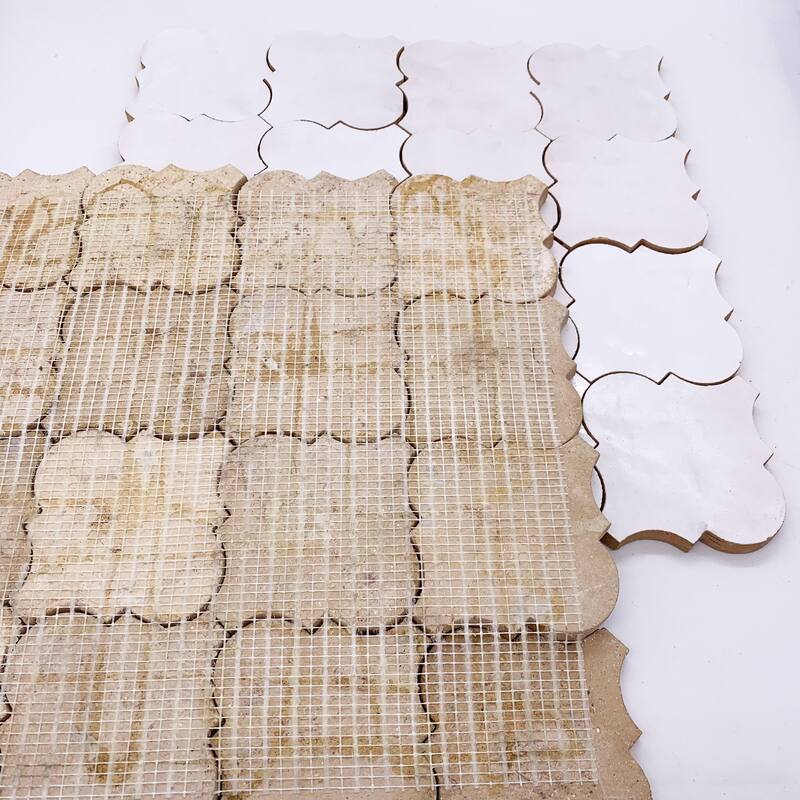 Contemporary Zellige Panels, 14" x 14" x 1/2", Arabesque White