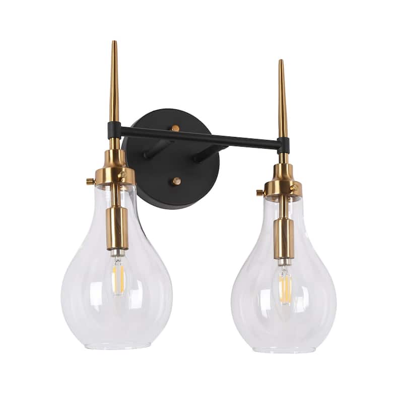 Synia Modern Contemporary Globe 2-Light Bathroom Vanity Lights Tear Drop Wall Lamp Hallway Living Room