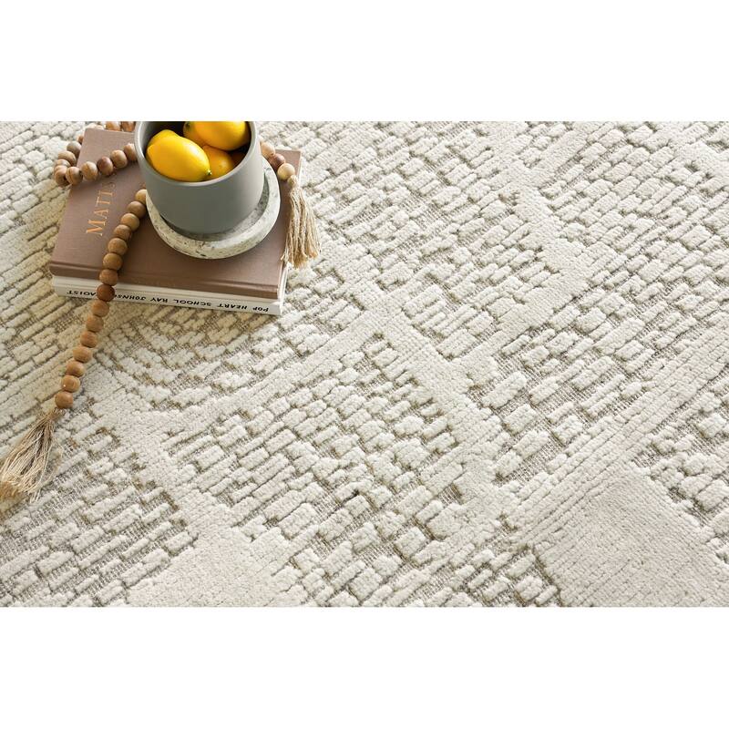 Exquisite Rugs Calexico Handmade Handwoven New Zealand Wool Ivory/Beige Area Rug