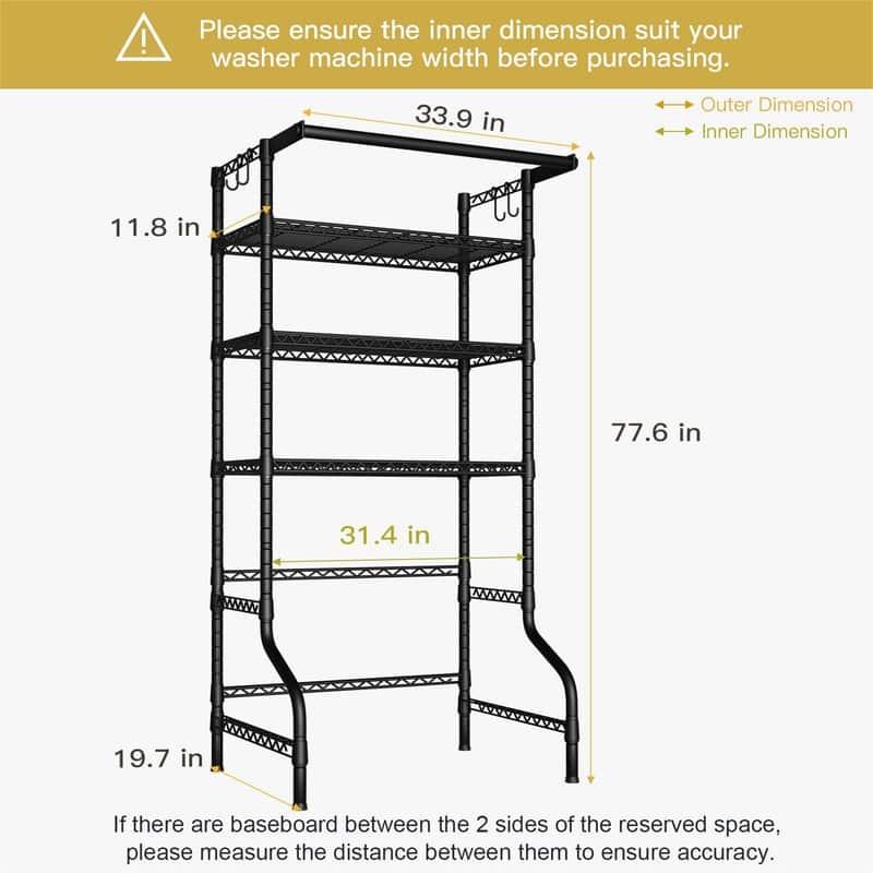 Over Washer and Dryer Shelves - 19.7"D x 33.9"W x 77.6"H