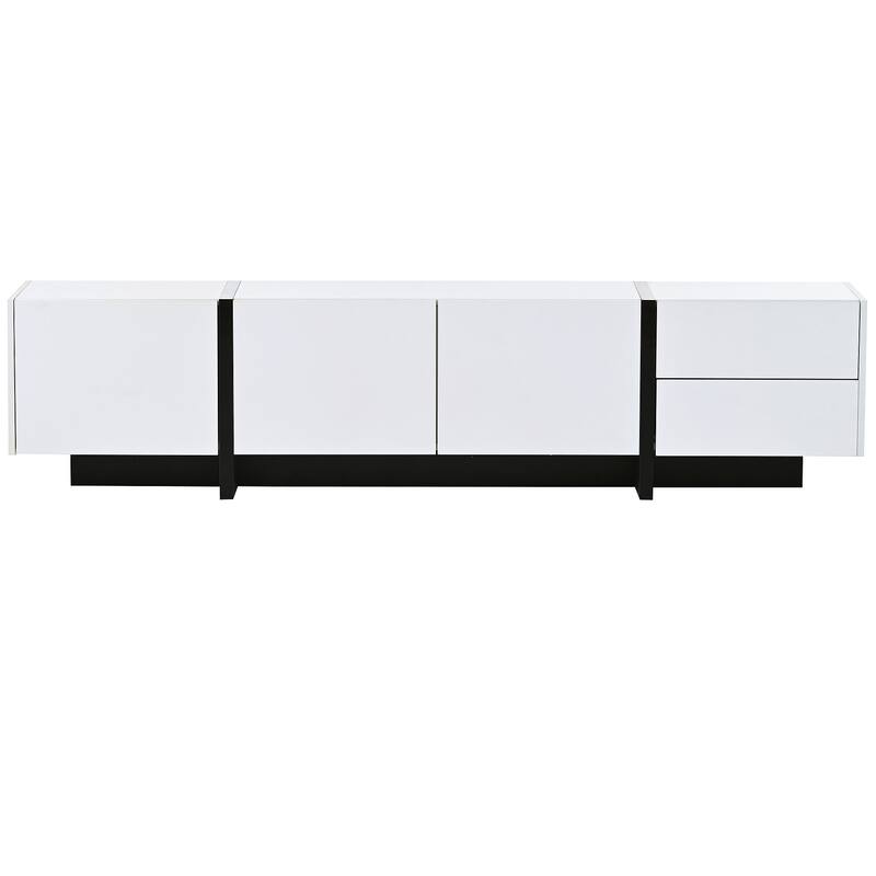 TV Console Table for TVs Up to 80", Modern TV Cabinet with High Gloss UV Surface
