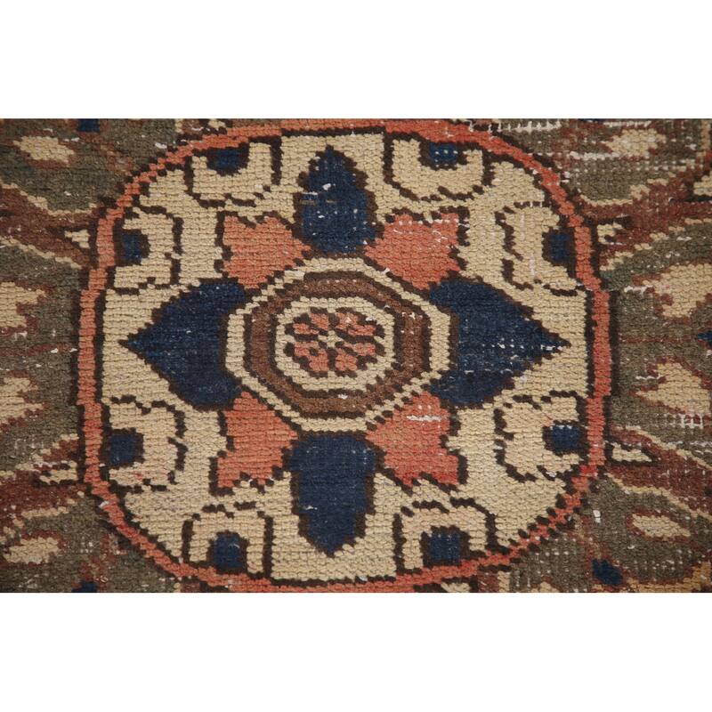 Hand Knotted Oriental 100% Wool Carpet Traditional Tribal Brown Bakhtiari Area Rug - 9' 10'' X 6' 2''