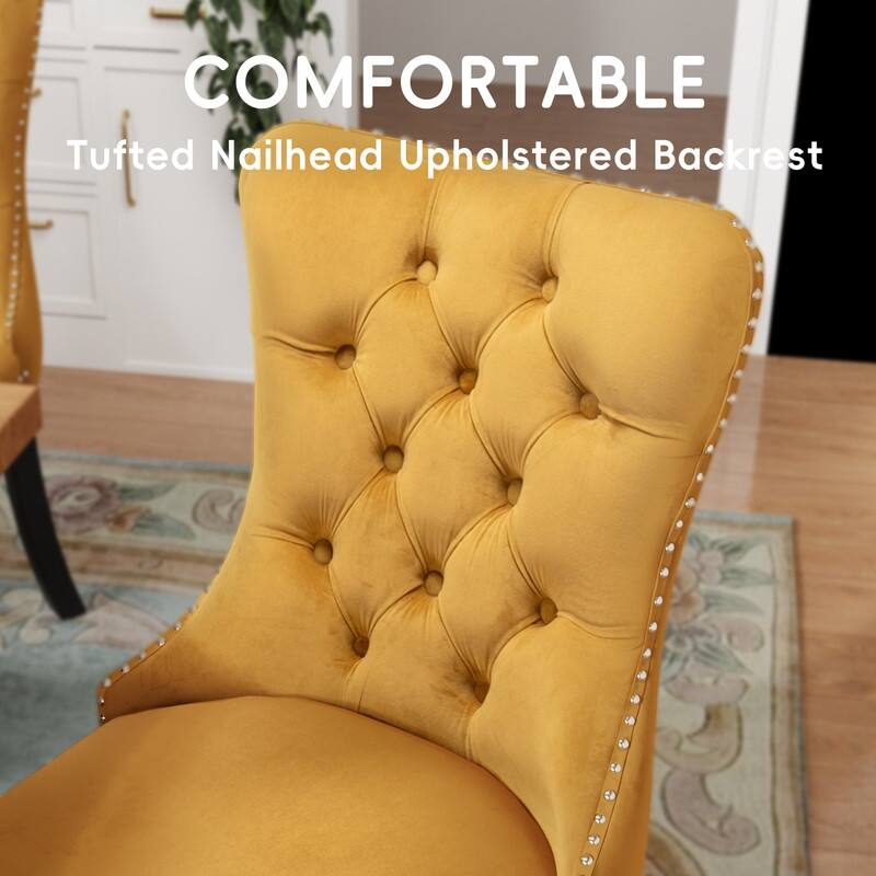 Solid Wood Velvet Upholstered Dining Chair Set of 6