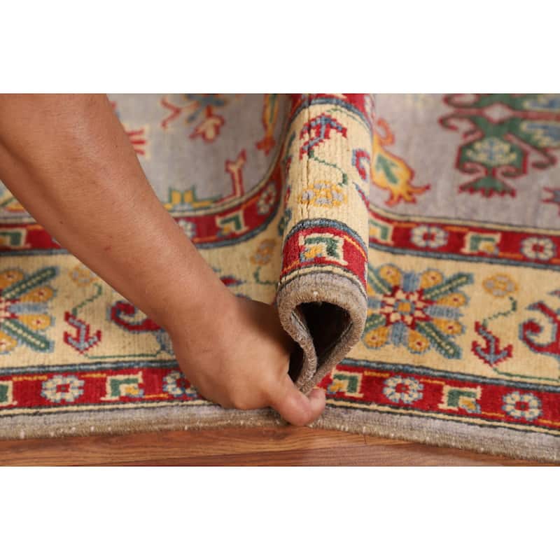 Kazak Oriental Area Rug Hand-Knotted Living Room Wool Carpet - 4'11" x 6'8"