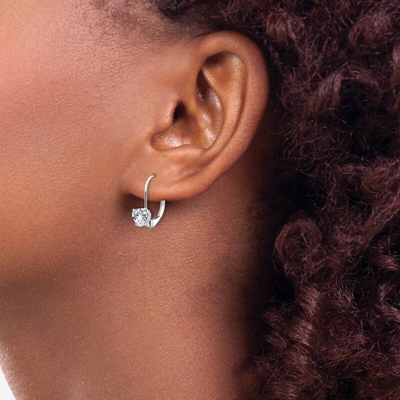 Curata 14k White Gold 5mm Heart Gemstone Leverback Earrings - 17x5mm