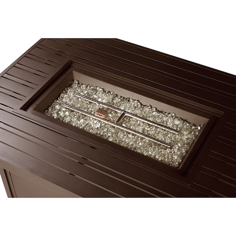 Rectangular 48 in. x 36 in. Aluminum Propane Fire Pit Table, Glass