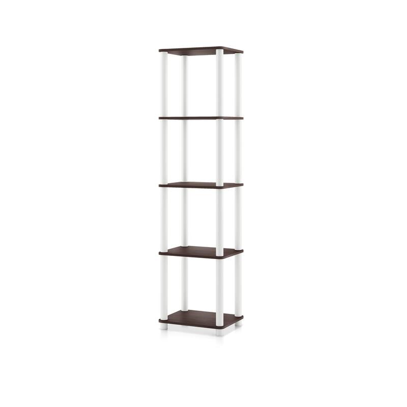 DH BASIC Modern Wood Shelving Unit with storage - Tier Shelves, Cube Ladder Shelf by Denhour - 5-Tier (Narrow) - Espresso