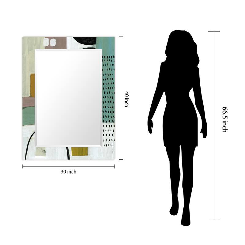 Introductions Rectangular Beveled Mirror on Free Floating Printed Tempered Art Glass - Clear - 40" x 30"