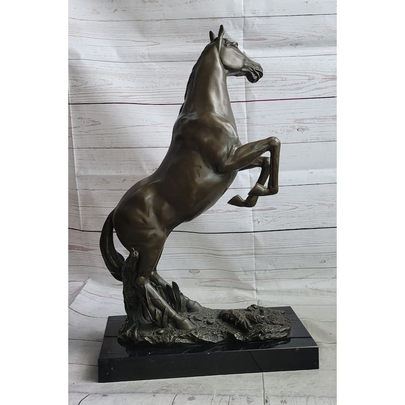 Rearing Arabian Horse Stallion Bronze Statue Sculpture Figure Equestrian Farm Stable Decor