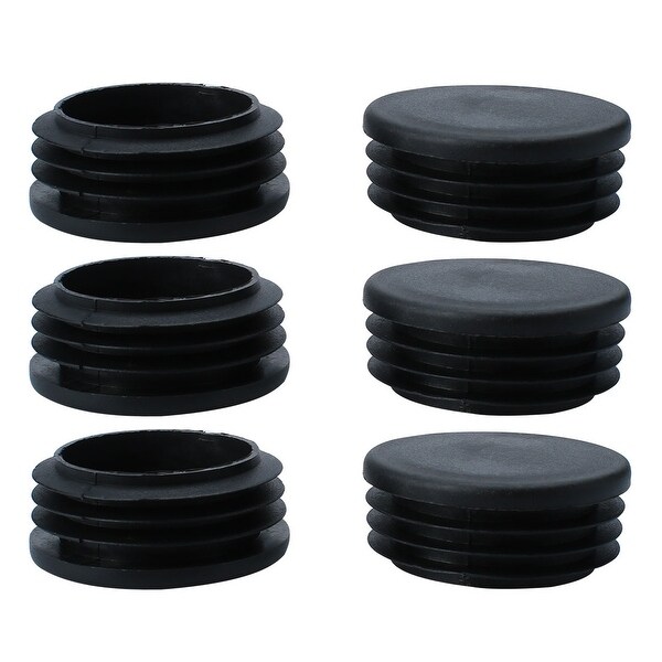48mm OD Plastic Black Round Tube Insert Pipe Protector, 1.73"-1.81" Inner Dia 6pcs
