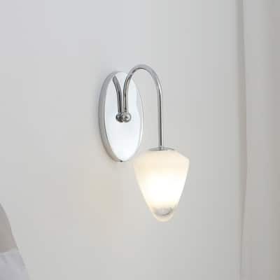 VidaLite Nimbus 1-Light Polished Nickle Wall Sconce Light With Snow White Glass Shades, Modern & Contemporary Style - 14" x 9.5"