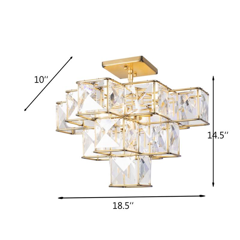 Varaluz Cubic 5-Light Semi-Flush Ceiling Light - Calypso Gold