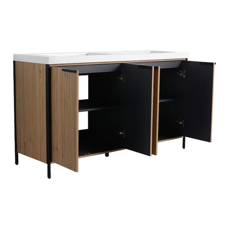 Freestanding Bathroom Vanity with Double Resin Sink
