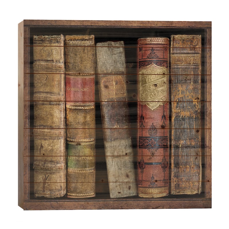 In The Library I Print On Wood by Russell Brennan - Multi-Color - 26x26x1.5