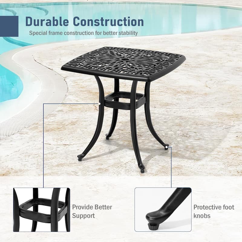 Pellebant Outdoor Patio Lounge Chairs Set Aluminum Adjustable Backrest with Side Table