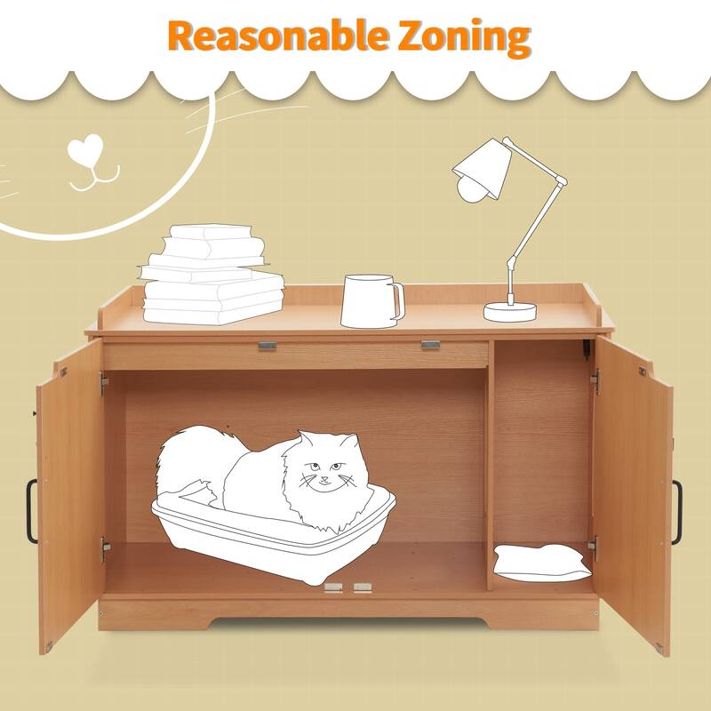 MCombo X-Large Cat Litter Box Furniture Hidden with Top Opening & Divider, Particle Board, CT37