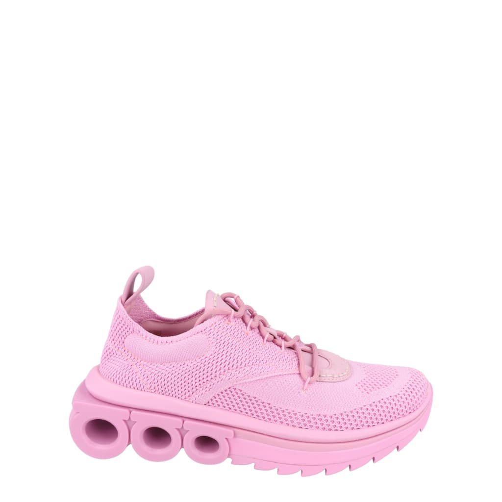 Ferragamo Nima Knit Gancini Low-Top Sneakers