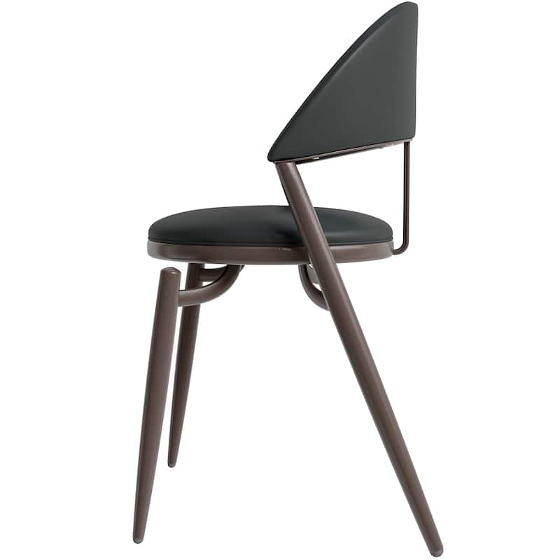 Venice Upholstered Leather Dining Chair (Set of 4) Open Back Accent Side Chair with Iron Legs