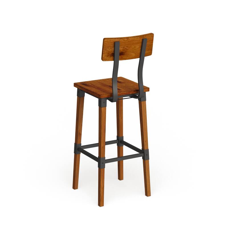 2 Pack Commercial Grade Rustic Industrial Style Wood Dining Barstool