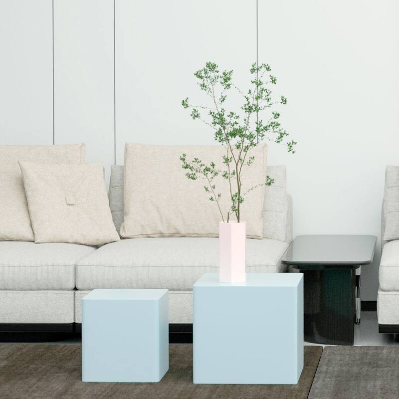 Modern Glam Square Nesting Coffee End Side Table for Living Room(Set of 2)