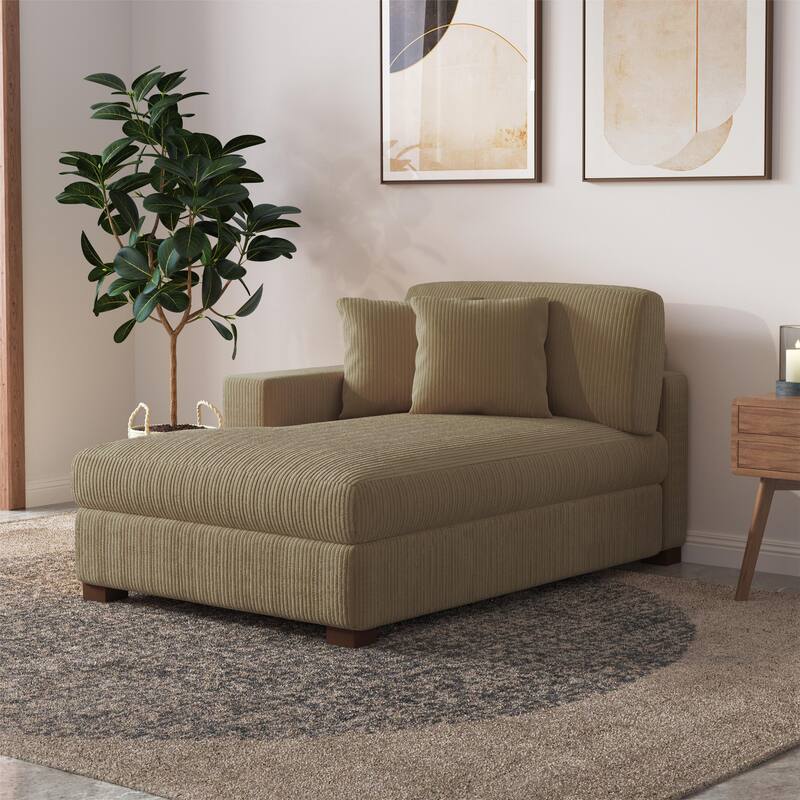 Upholstered Corduroy Modular Sectional Sofa with 2 throw pillows