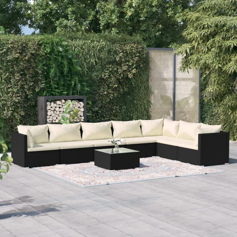 vidaXL Patio Lounge Set Outdoor Sectional Sofa Set Table Garden Poly Rattan