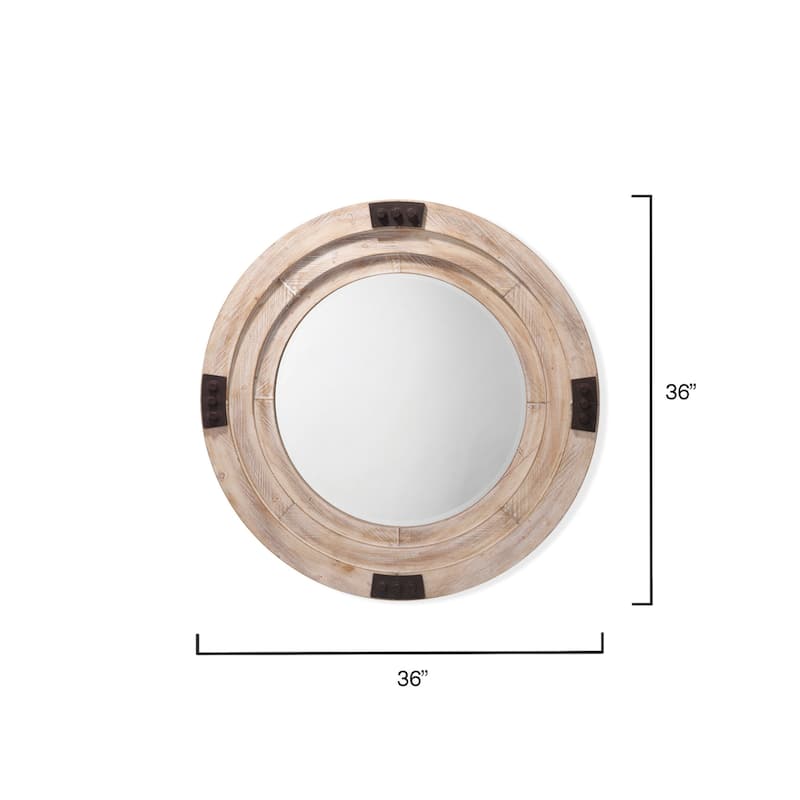 Alden Décor Nowelle Wood Mirror, White Washed - White Washed