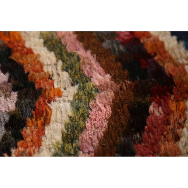 Geometric Moroccan Runner Rug Hand-Knotted Tribal Oriental Wool Carpet - 2'11" x 9'5"