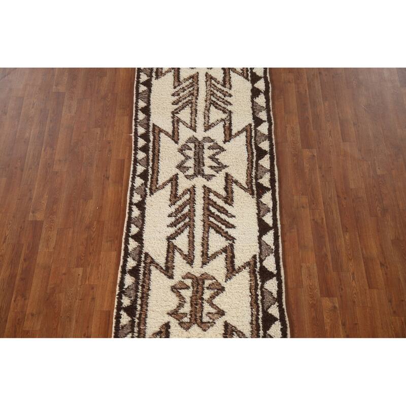 Vegetable Dye Kurdish Oriental Runner Rug Hand-knotted Wool Carpet - 2'11"x 11'7"
