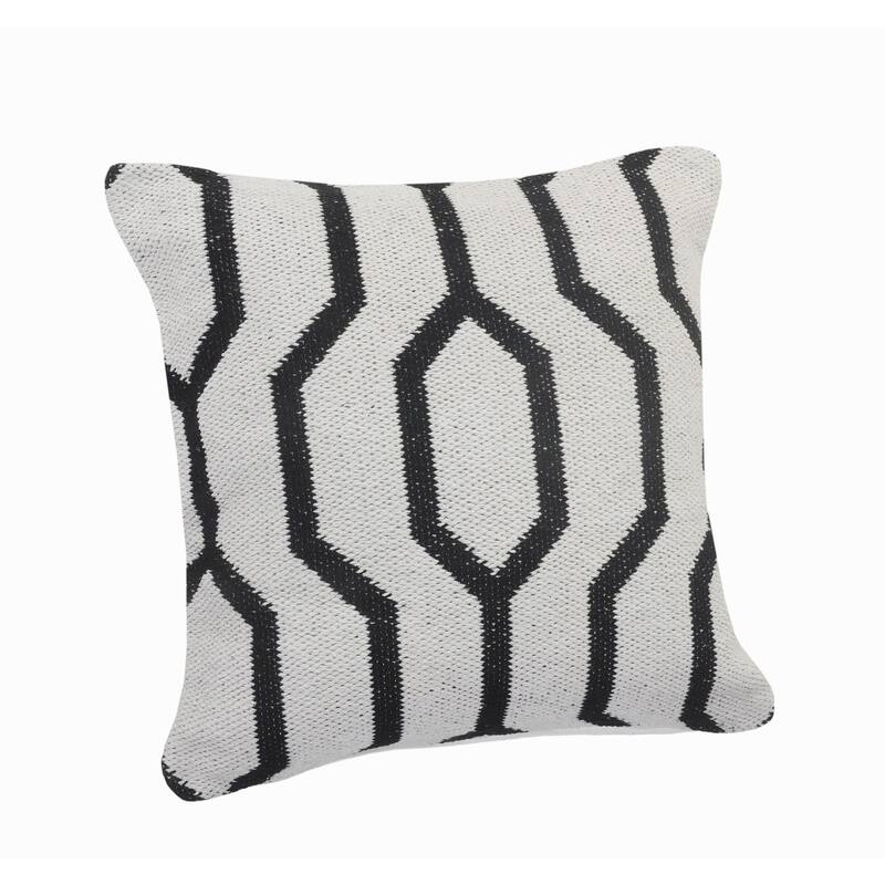 20" Black and White Geometric Square Throw Pillow
