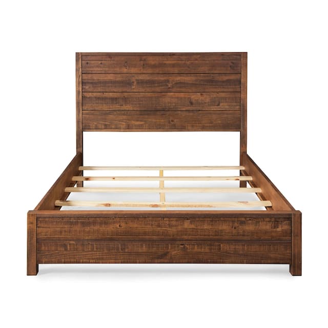 Grain Wood Furniture Montauk Distressed Solid Wood Panel Bed - Rustic Walnut - Queen