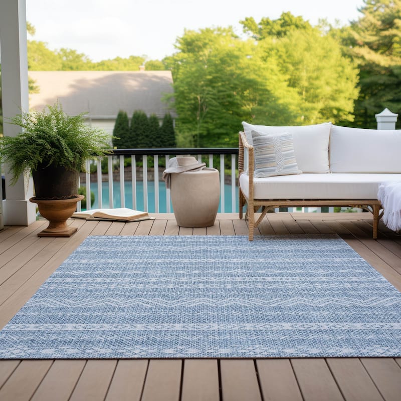 Machine Washable Indoor/ Outdoor Chantille Boho Stripes Rug
