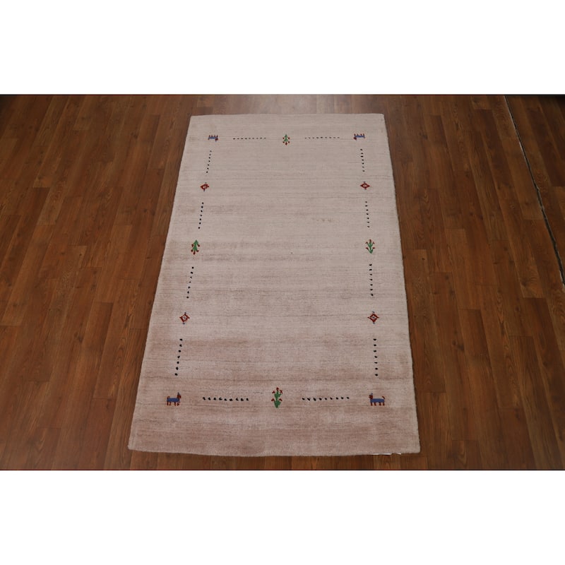 Gabbeh Indian Foyer Rug Handmade Tribal Silk Carpet - 3'0"x 4'10"