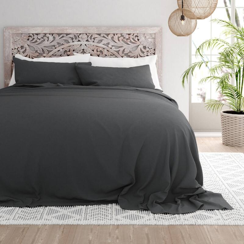 Becky Cameron Solid 4 Piece 100 Cotton Brushed Flannel Deep Pocket Bed