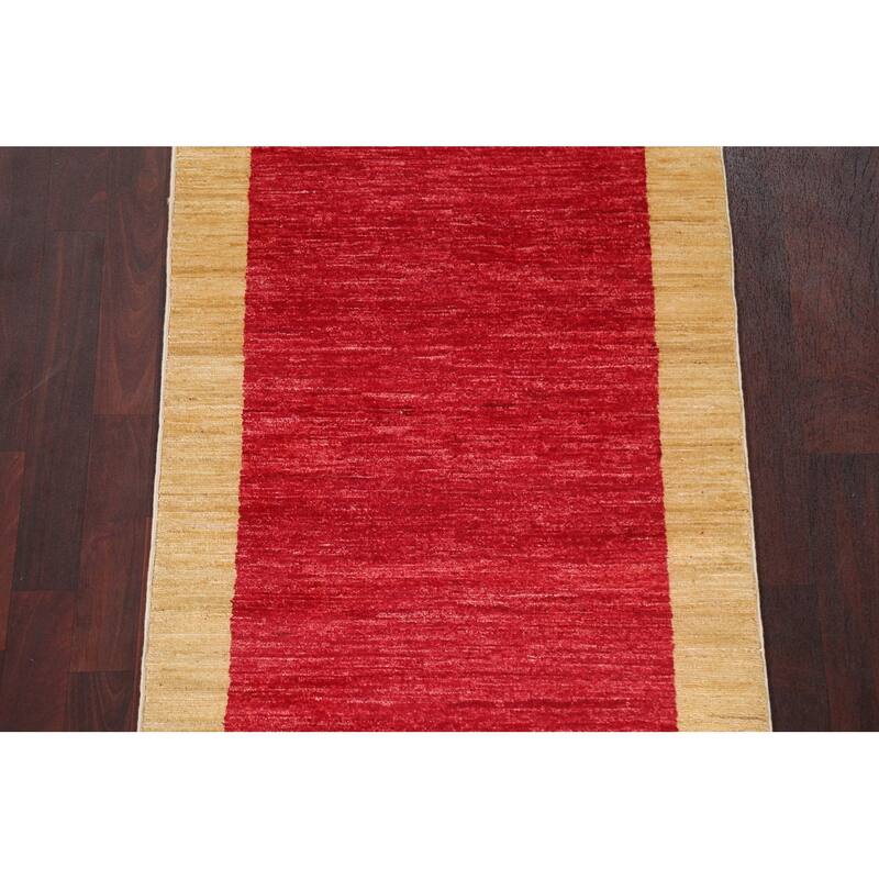 Oriental Gabbeh Kashkoli Wool Runner Rug Hand-knotted Hallway Carpet - 2'8" x 9'11"
