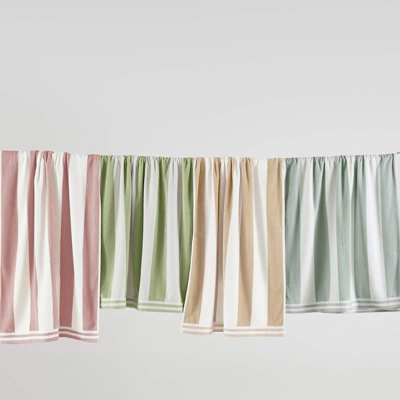 Linery & Co. 100% Cotton Velour Cabana Stripe Beach Towel