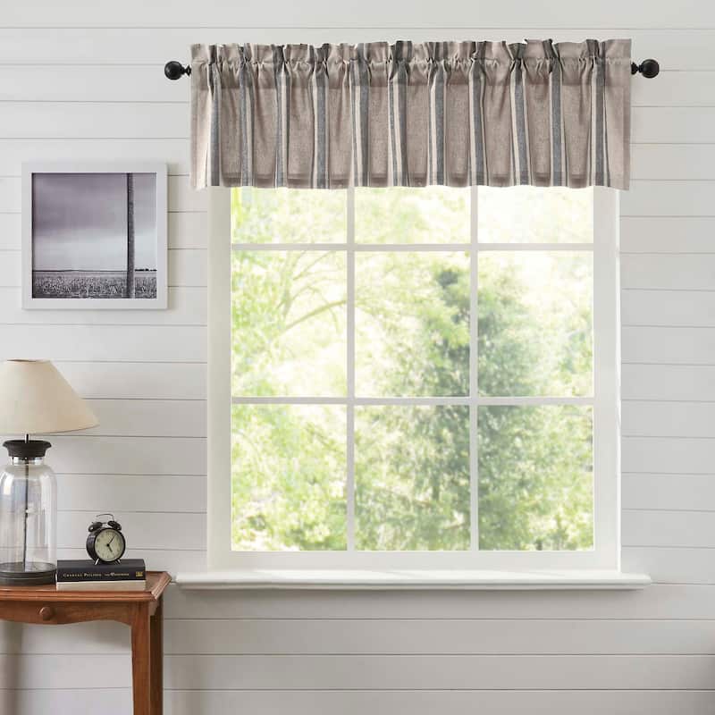 Grain Sack Charcoal Valance 16x90 - Black