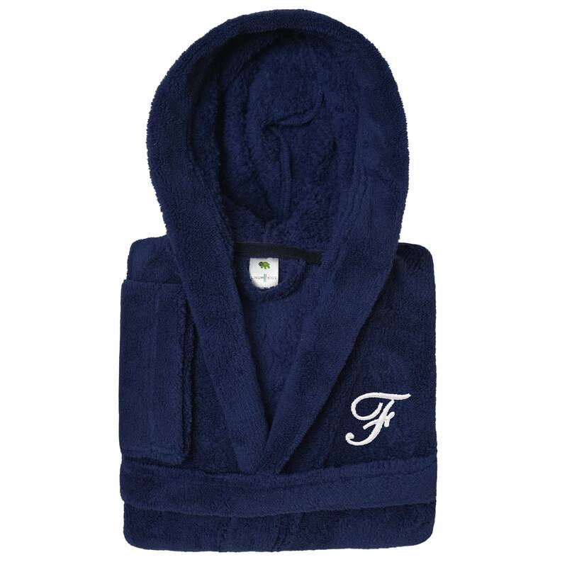 Sweet Kids 100% Polyester SUPER PLUSH Double Brushed Hooded Bathrobe with White Script Monogram - Small - F