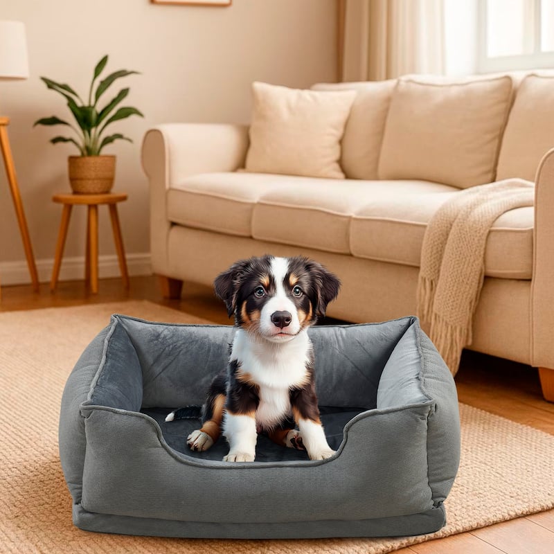 Textured Plush Rectangle Pet Bed