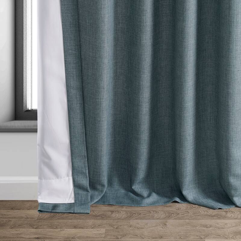 Exclusive Fabrics Italian Faux Linen Room Darkening Curtains (1 Panel) - Sophisticated Drapery for Versatile Décor