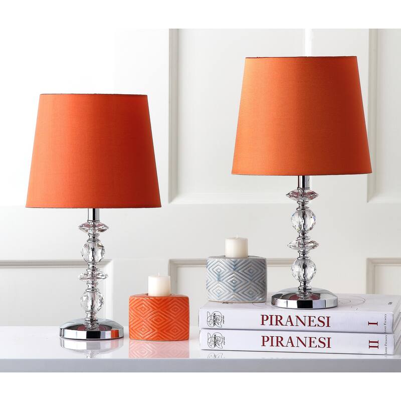 SAFAVIEH Lighting Meghan 15-inch Grey Shade Stacked Crystal Orb Table Lamp (Set of 2) - 9"x9"x15" - 9Wx9Dx15H - Orange