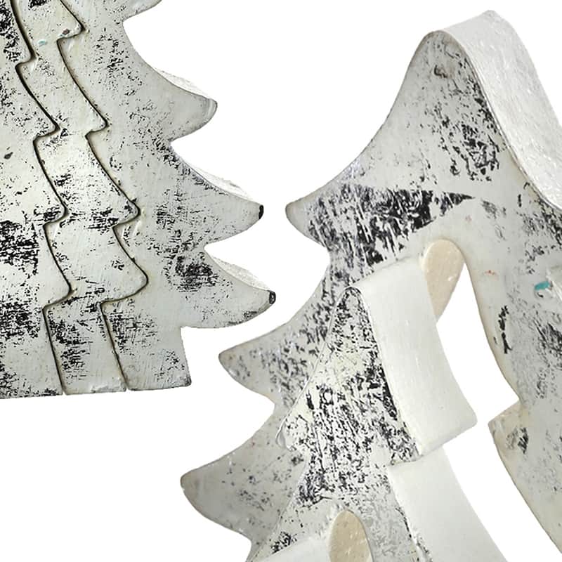 8" Silver Washed Christmas Tree Puzzle Set