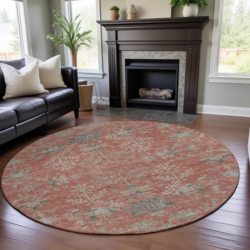 Premium Washable Super Soft Traditional Ozark Mayfield Rug - Coral - 8' x 8'
