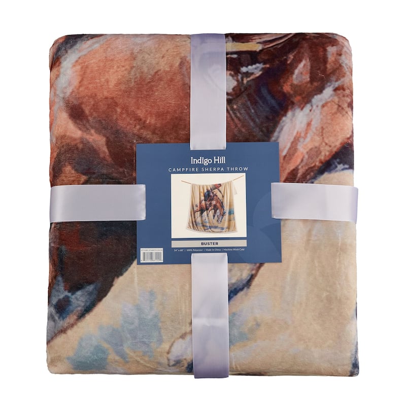 Indigo Hill by HiEnd Accents Campfire Sherpa Fleece Throw, 1PC or 3PC