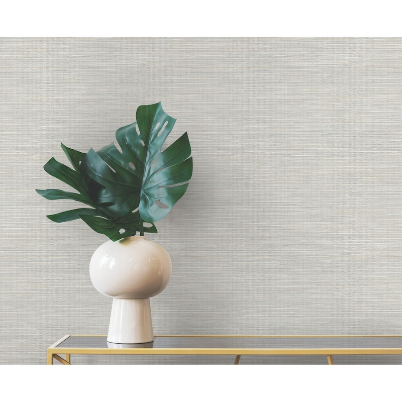 Winn Light Grey Faux Grasscloth Wallpaper