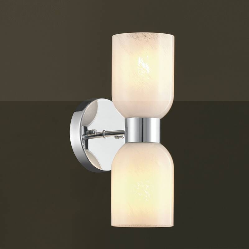 Shuman 2-light Mid-century Modern White Gold Wall Sconce with UL