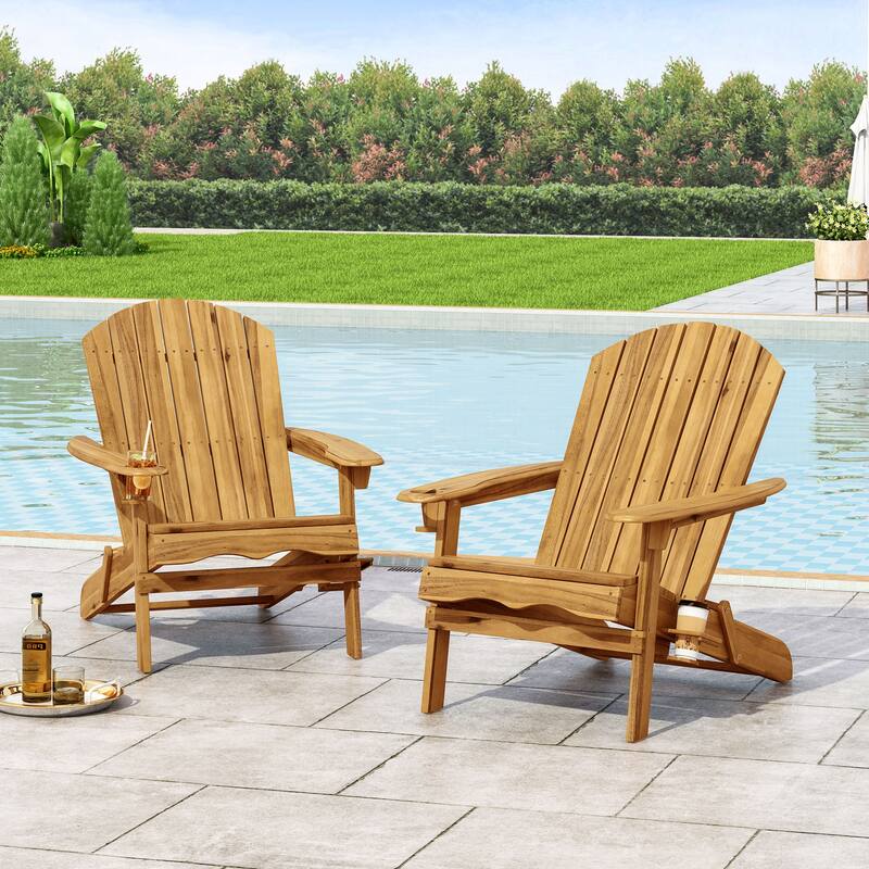 Bellwood Outdoor Acacia Wood Folding Adirondack Chairs (Set of 2) by Christopher Knight Home