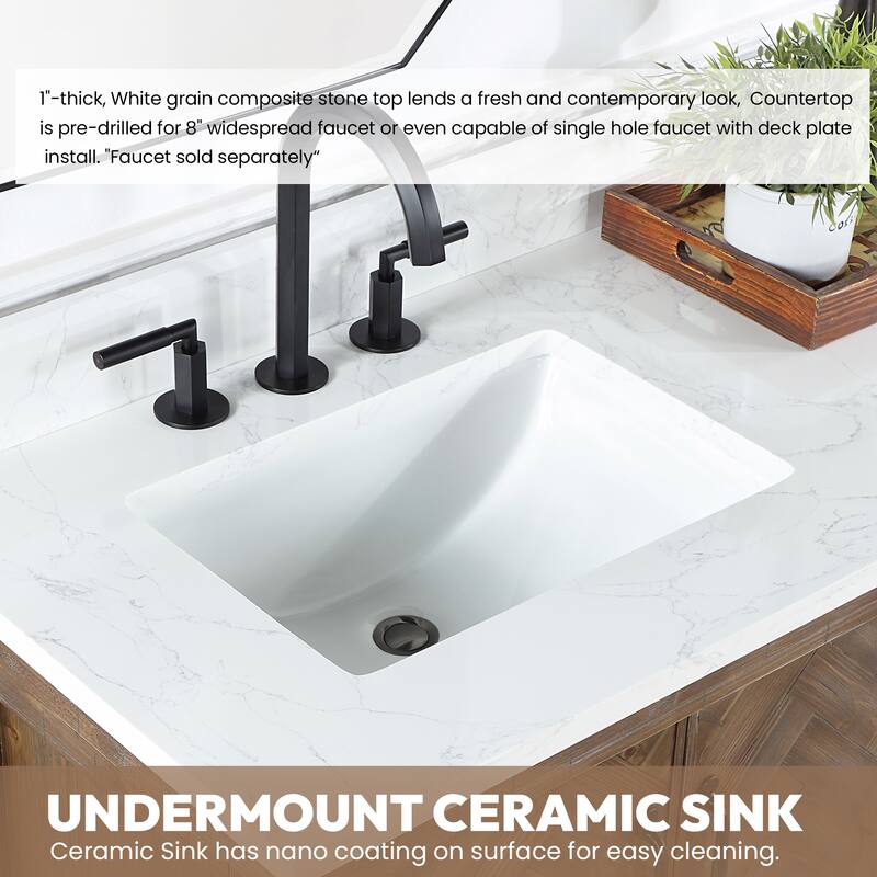 Javier Bath Vanity with Composite Stone Top without Mirror